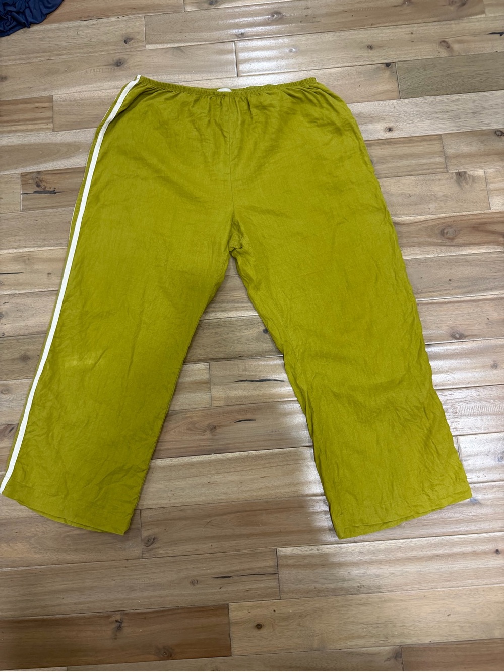 Donni Linen Crop Stripe Pants in Pistachio